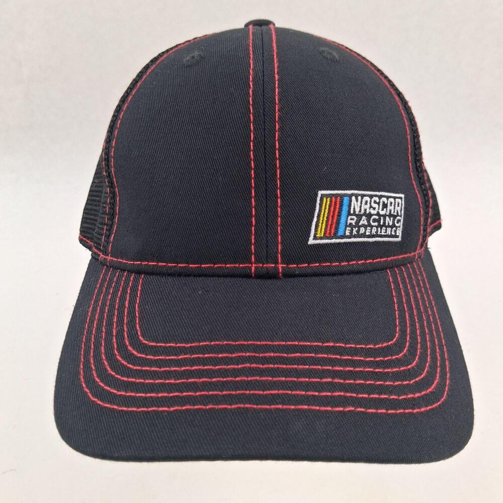 NASCAR Racing Experience Crew Hat Cap Strap Back Mens One Size Black Trucker